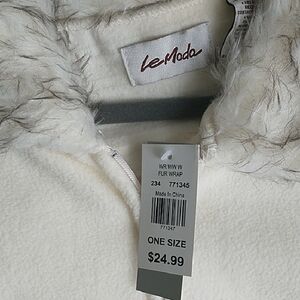 Le Moda Cream Fur Wrap Cape